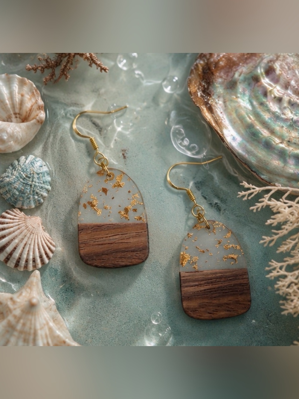 Handmade Boho Statement Earrings – Wood, Resin & Mixed Metals